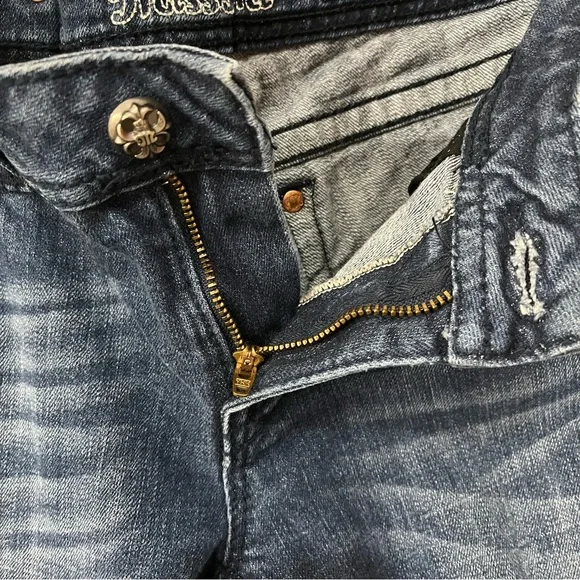 Miss Me Dark Blue Boot Cut Jeans with rhinestone embellishment. - Picture 7 of 15